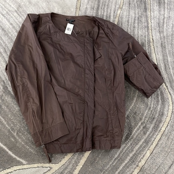 Ms. Diva Plus…Eileen Fisher Chocolate Waxed Cotton Jacket - Picture 2 of 5